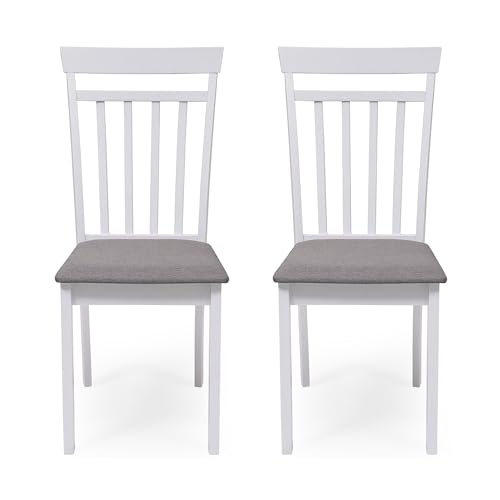 Homely | Set Mit 2 Esszimmerstühlen oder Küchenstühlen - Kansas | Gestell Holz Farbe Hellgrau | Gepolstert Farbe Grau | Ergonomische Rückenlehne | Stuhl für Esszimmer, Wohnzimmer oder Küche | Weiß von Homely