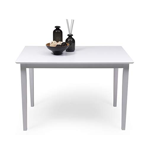 Homely | ESS- oder Küchentisch - Kansas | Hilfstisch | Einfaches und modernes Design | Weiß lackiertes Holz | 112 x 74 cm von Homely