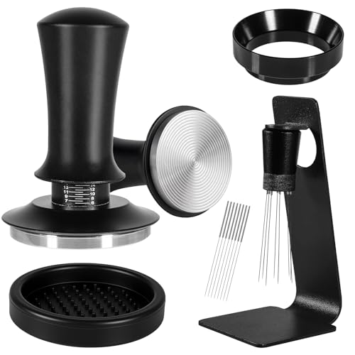 Espresso-Zubehör-Set, 53 mm, Kaffeestampfer mit federbelasteter Kalibrierung, WDT-Werkzeug und Dosiertrichter, passend für Espressomaschinen und 53 mm Siebträger Espresso-Zubehör-Set, 53 mm, Kaffeestampfer mit federbelasteter Kalibrierung, WDT-Werkzeug und Dosiertrichter, passend für Espressomaschinen und 53 mm Siebträger von HOMELYLIFE