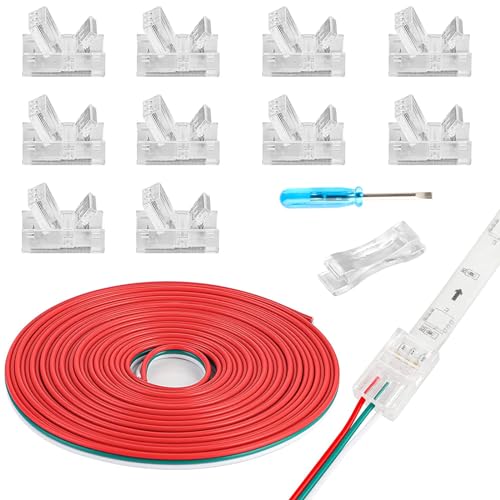 HOMELYLIFE LED Strip Verbinder 3 polig 10mm, lötfrei 10 Stück mit 16,4 Fuß Verlängerungskabel 3 Leiter für wasserdicht oder nicht wasserdicht, 10 mm breit, WS2811 WS2812 WS2812B LED Streifen HOMELYLIFE LED Strip Verbinder 3 polig 10mm, lötfrei 10 Stück mit 16,4 Fuß Verlängerungskabel 3 Leiter für wasserdicht oder nicht wasserdicht, 10 mm breit, WS2811 WS2812 WS2812B LED Streifen von HOMELYLIFE
