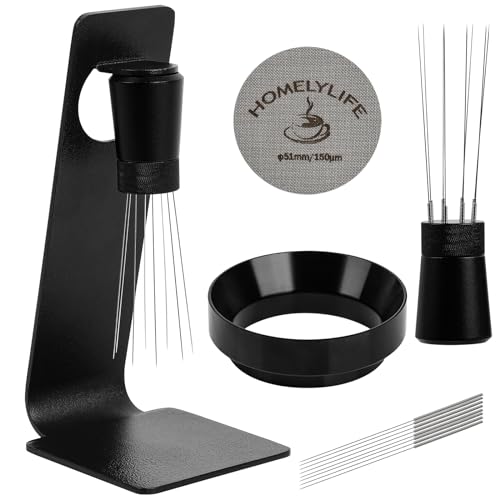 WDT Tool Espresso Puck Sieb, 51mm Espresso Zubehör Kit - 150μm Puck Sieb Set, 0.25mm 316 Edelstahl 8 Nadeln Kaffee Verteilung Rührer, Dosiertrichter für Barista WDT Tool Espresso Puck Sieb, 51mm Espresso Zubehör Kit - 150μm Puck Sieb Set, 0.25mm 316 Edelstahl 8 Nadeln Kaffee Verteilung Rührer, Dosiertrichter für Barista von HOMELYLIFE