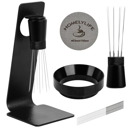 WDT Tool Espresso Puck Sieb, 53mm Espresso Zubehör Kit - 150μm Puck Sieb Set, 0.25mm 316 Edelstahl 8 Nadeln Kaffee Verteilung Rührer, Dosiertrichter für Barista WDT Tool Espresso Puck Sieb, 53mm Espresso Zubehör Kit - 150μm Puck Sieb Set, 0.25mm 316 Edelstahl 8 Nadeln Kaffee Verteilung Rührer, Dosiertrichter für Barista von HOMELYLIFE