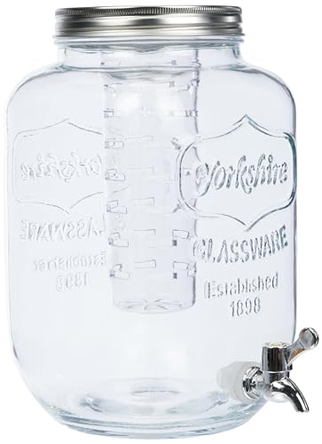 KitchenCraft Getränkespender, Getränkespender aus Glas mit Wasserei, Homemade Collection, Transparent, 7,5 Liter Fassungsvermögen, 1 Stück von KitchenCraft