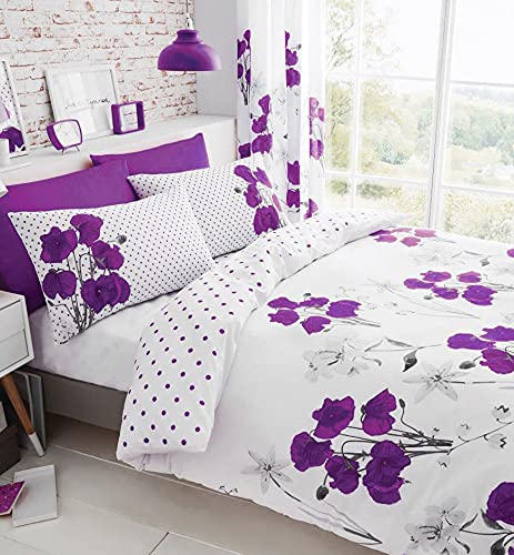 Bettwäsche-Set für Einzelbett, Motiv: Mohnblumen, lila von HOMEMAKER BEDDING