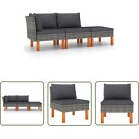 The Living Store 3-tlg. Garten-Lounge-Set Poly Rattan und Massivholz Eukalyptus - Gartenmöbeln - Loungeset - Outdoormöbel - Rattanmöbel The Living Store 3-tlg. Garten-Lounge-Set Poly Rattan und Massivholz Eukalyptus - Gartenmöbeln - Loungeset - Outdoormöbel - Rattanmöbel von HOMEMIYN