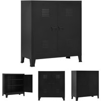The Living Store Lagerschrank Industrial Schwarz 90x40x100 cm Stahl - Aufbewahrungstruhen - Schwarz von HOMEMIYN