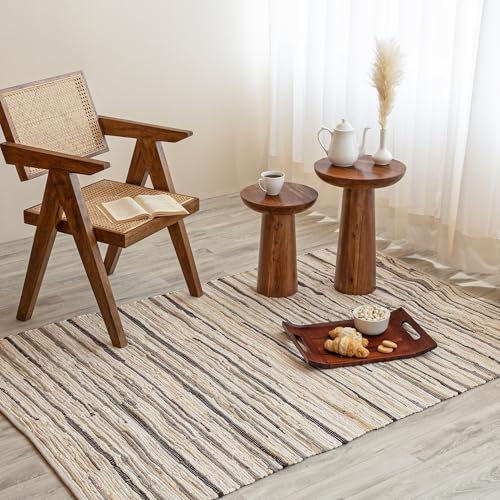 HOMEMONDE Chindi-Teppich, recycelte, weiche Baumwolle, handgefertigt, wendbar, Boho-Dekor für Schlafzimmer, Wohnzimmer, Küche, Eingangsbereich, Beige, 90 x 150 cm HOMEMONDE Chindi-Teppich, recycelte, weiche Baumwolle, handgefertigt, wendbar, Boho-Dekor für Schlafzimmer, Wohnzimmer, Küche, Eingangsbereich, Beige, 90 x 150 cm von HOMEMONDE