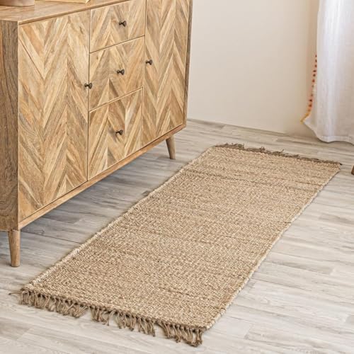 HOMEMONDE Grob geflochtener Jute-Läufer, 60 x 180 cm, mit Quasten, natürlich, handgewebt, rustikaler Vintage-Teppich, ideal für stark frequentierte Bereiche – Eingangsbereich, Küche, Wohnzimmer HOMEMONDE Grob geflochtener Jute-Läufer, 60 x 180 cm, mit Quasten, natürlich, handgewebt, rustikaler Vintage-Teppich, ideal für stark frequentierte Bereiche – Eingangsbereich, Küche, Wohnzimmer von HOMEMONDE