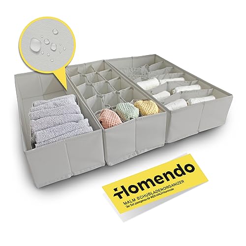 HOMENDO® Organizer für IKEA MALM Kommode – optimierte Fächer, abwaschbar, biologisch abbaubarer Premiumstoff – atmungsaktiv, passgenau und hygienisch von HOMENDO