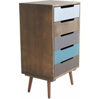 Holzkiste von Schubladen mit 5 farbigen Schubladen 45x36.5xH81,5 cm Charles von HOMENESS