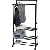 Mehrstand Metallgarderobe mit einstellbaren Höhe 2 Stäbchen 4 Räder und 3 Regale Ja Order bestellen von HOMENESS