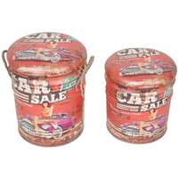 Homeness - Pouf -Innenbehälter mit pvc -Sitzplatten 2 Teilen Set Set Set - Red - Red von HOMENESS