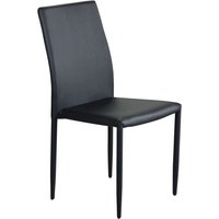 Innen stapelbarer Stuhl mit Stahlkonstruktion mit hellem Fauxder mit hellem Hautleder bedeckt - Black von HOMENESS