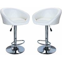 Innernhocker mit verstellbarer Stahl in Stahl und in großen Haut -gepolstertem Eco -Leder sitzen - White - White von HOMENESS