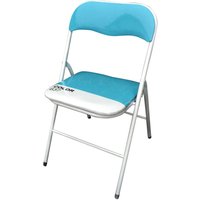 Klappstuhl aus Innen- oder Außenstahl mit Sitz und zurück in PPCP -gepolsterten Kleider - SkyBlue von HOMENESS