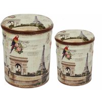 Pouf Innenbehälter in PVC mit Dekorationsparis -Tour Eiffelt -Set 2 Teile - Beige von HOMENESS