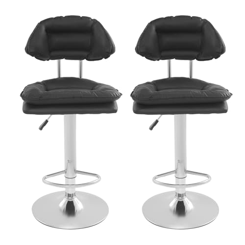 2 Stück Barhocker für Esszimmer Barstühle höhenverstellbar 360° Drehbarer Stuhl 2er Set Metall hochdichter Schwamm Bistrohocker für Küche Theke Bar Grau Hebbarer Barstuhl mit Füßen (Schwarz) von HOMEONENIC