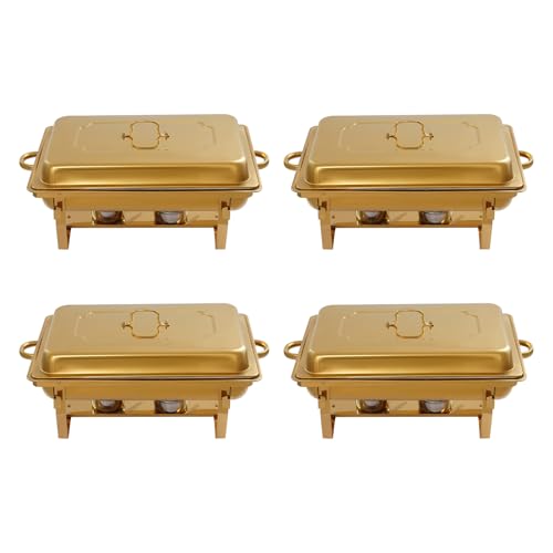 4PCS 7,5L Chafing Dish Profi Set Chafing Dish Buffet Wärmer-Set 410 Rostfreier Stahl Warmhaltebehälter Goldener Quadratischer Packofen Speisewärmer Wärmebehälter für Catering Buffet und Party 4PCS 7,5L Chafing Dish Profi Set Chafing Dish Buffet Wärmer-Set 410 Rostfreier Stahl Warmhaltebehälter Goldener Quadratischer Packofen Speisewärmer Wärmebehälter für Catering Buffet und Party von HOMEONENIC