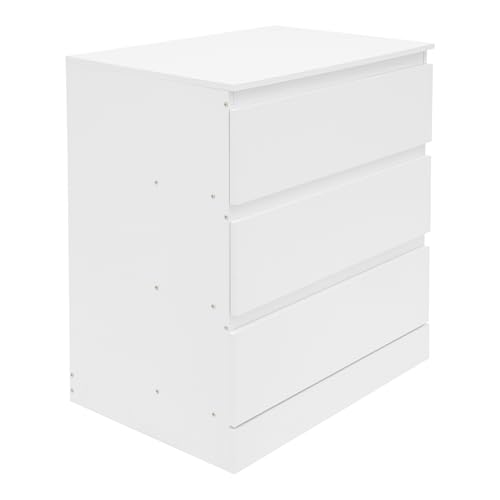 60×41×69cm Nachtschrank Kommode mit 3 Schubladen Moderne Nachtkommode für Schlafzimmer Wohnzimmer Schubladenschrank (Warmweiß) von HOMEONENIC