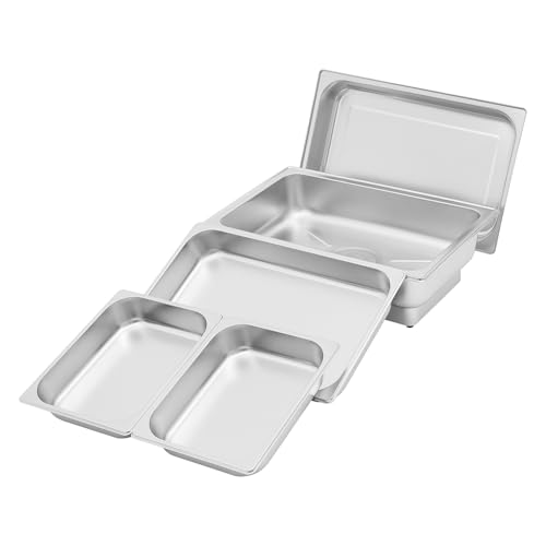 Elektrisches Chafing Dish Buffet Set 9L Buffet Server aus Edelstahl 56x26x36cm Speisenwärmer mit Temperaturkontrolle Buffet Warmer Set mit Tragbarem Deckel (1 großes Fach + 2 kleine Fächer) von HOMEONENIC