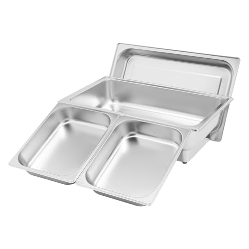 Elektrisches Chafing Dish Buffet Set 9L Buffet Server aus Edelstahl 56x26x36cm Speisenwärmer mit Temperaturkontrolle Buffet Warmer Set mit Tragbarem Deckel (2 Fach) von HOMEONENIC