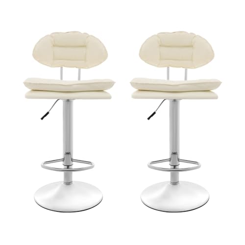 HOMEONENIC 2 Stück Barhocker für Esszimmer Barstühle höhenverstellbar 360° Drehbarer Stuhl 2er Set Metall hochdichter Schwamm Bistrohocker für Küche Theke Bar Grau Hebbarer Barstuhl mit Füßen (Weiß) von HOMEONENIC