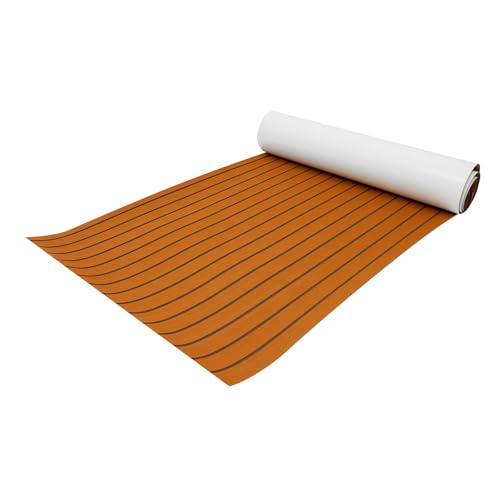 HOMEONENIC Faux Teak Bodenmatte Eva Schaum Bootsteppich 269cmx89cmx6mm Selbstklebend Yacht Boden rutschfest Matte Boot Deck rutschfest Teppich Marine Boot Decking Matte für Motorboot RV Yacht Kajak von HOMEONENIC