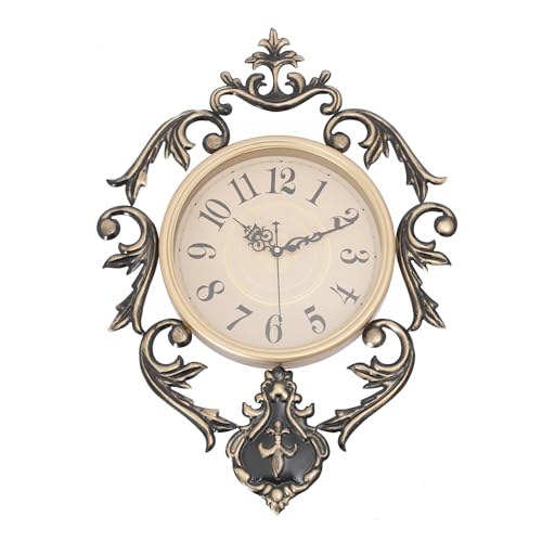 HOMEONENIC Retro Metall Wanduhr Vintage Eisenkunstwanduhr im Retro-Stil Dekorative Wanduhr für Schlafzimmer/Wohnzimmer Vintage Bronze Gold Einseitige Innenuhr im antiken Stil (47x65cm) von HOMEONENIC