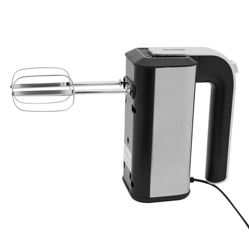 Handmixer 800W 2000RPM Edelstahl Elektromixer 28.5x8x19cm inkl. Schneebesen und Knethaken Handrührer mit Wärmeableitungszirkulationsfunktion 5 Geschwindigkeiten mit Exit-Taste Extrem Leiser Motor von HOMEONENIC
