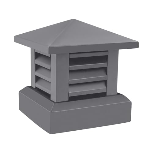 Kaminabdeckung Aluminiumlegierung Schornsteinabdeckung Villa Regenhaube Geeignete Außenmaße des Schornsteins 10x10 Zoll Kamin-Schornsteinabdeckung für Villen, Hochhäuser, Bungalows (Dunkelgrau) von HOMEONENIC