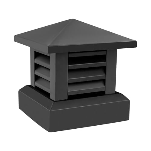Kaminabdeckung Aluminiumlegierung Schornsteinabdeckung Villa Regenhaube Geeignete Außenmaße des Schornsteins 10x10 Zoll Kamin-Schornsteinabdeckung für Villen, Hochhäuser, Bungalows (Schwarz) von HOMEONENIC