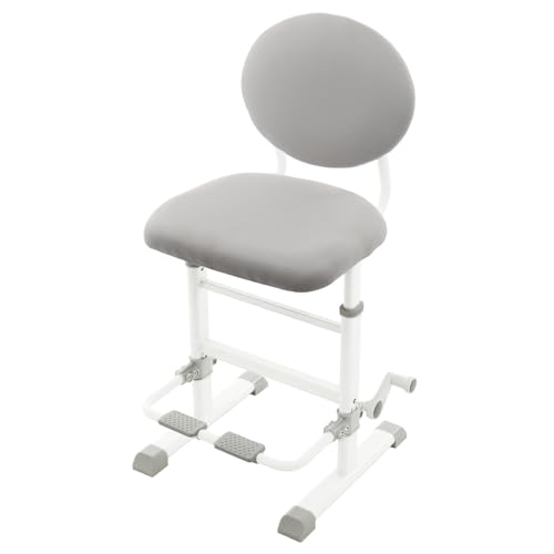 Kinderschreibtischhocker Studienstuhl für Kinder 40x41x54cm Bis 150kg Kinderstuhl mit Rückenlehne Einstellbare Sitzposition für Kinder im Alter von 8-18 Jahren Einstellbare Höhe 34-42cm (Grau+ Weiß) von HOMEONENIC