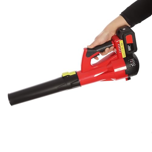 Laubbläser Akku 220V 50HZ Gebläse mit 2 x 1800 mAh Batterien und Ladegerät 46x21x27cm Elektrischer Laubbläser Blasleistung Leichtes Gebläse für Rasenpflege Hof Einfahrt von HOMEONENIC