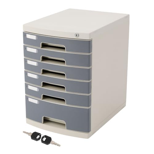 Schubladenbox abschließbar mit Schloss6 flachen offenen Desktop-Schublade Organizer File Organizer Veranstalter Ordnungsbox Dokumentenbox Abschließbare Papiere Storage Organizer 39.4x29.5x43cm von HOMEONENIC