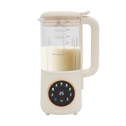 Sojamilchbereiter 1400 ml Entsafter Sojamilch Maschine mit 16 Edelstahl Klingen 13x29.6cm Hafermilchmaschine Verzögerungsstart Selbstreinigend Nussmilchmaschine für Nüsse, Sojabohnen und Getreide von HOMEONENIC