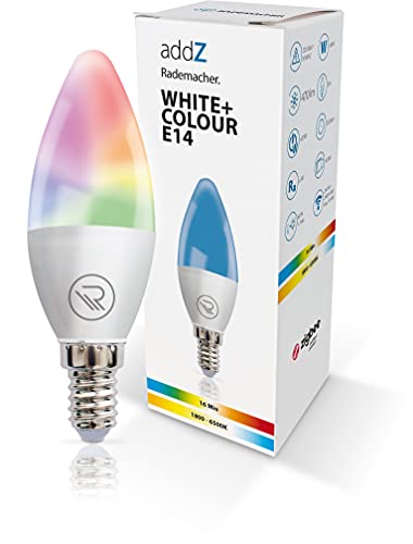 HOMEPILOT Rademacher addZ White + Colour E14 LED Lampe, 4,8 W, Zigbee 3.0 Smart Home Leuchtmittel, RGBW 16 Mio. Farben, dimmbar z.B. via, Typ: 8437 Nachfolgemodell verfügbar von HOMEPILOT