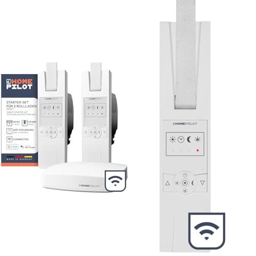 HOMEPILOT Rollladen Smart-Home Starter-Set - 2x RolloTron elektrischer Gurtwickler & RolloTron classic smart Power (bis 60 kg, 10 m²), Funk Gurtwickler elektrisch von HOMEPILOT