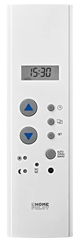 HOMEPILOT Zeitschaltuhr Gurtkastenformat | Rolladensteuerung für Rolladenmotor, passend für Gurtkasten | Gurtkastenuhr mit Zufall-Funktion, Tagesprogramm, Anschluss für Sonnensensor, 230 V, Weiß von HOMEPILOT