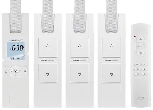 HOMEPILOT elektrische Gurtwickler Starterset für 4 Rollläden/Fenster | Smarte Rolladensteuerung mit 4x RolloTron Rolladenantrieb + Fernbedienung von HOMEPILOT