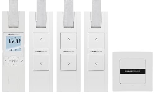 HOMEPILOT elektrische Gurtwickler Starterset für 4 Rollläden/Fenster | Smarte Rolladensteuerung mit 4x RolloTron Rolladenantrieb + Funk-Wandtaster von HOMEPILOT