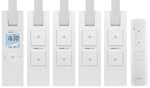 HOMEPILOT elektrische Gurtwickler Starterset für 5 Rollläden/Fenster | Smarte Rolladensteuerung mit 5x RolloTron Rolladenantrieb + Fernbedienung von HOMEPILOT