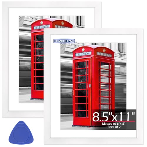 HOMERHYME Bilderrahmen, 21,6 x 27,9 cm, 2 Stück, für Tisch- und Wandgalerie-Display, Bilder, Poster, Weiß von HOMERHYME