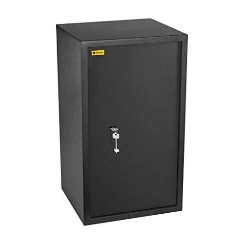 HomeSafe HV70K Tresor mit Schlüssel, 70x40x36cm (HxBxT), große Safe Box mit Schloss für Zuhause, Schranksafe, Geldsafe für Aufbewahrung, Schmuck oder als Dokumentensafe mit 2 Verstellbaren Fachböden von HOMESAFE