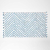 Homescapes - Badteppich hellblau mit Zickzack-Muster - Badematte 50 x 80 cm von HOMESCAPES