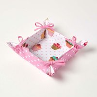 Homescapes - Brotkorb Stoff Wendemuster Cupcakes - Rosa von HOMESCAPES