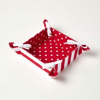 Homescapes - Brotkorb Stoff Wendemuster Polka Dots rot von HOMESCAPES