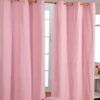 Homescapes - Gardinen mit Ösen Gingham rosa im 2er Set , 228 x 137 cm von HOMESCAPES