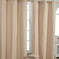 Gardinen mit Ösen unifarben beige im 2er Set, 228 x 137 cm - Homescapes von HOMESCAPES