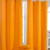 Gardinen mit Ösen unifarben orange 2er Set 100% Baumwolle, 137x117 cm - Homescapes von HOMESCAPES