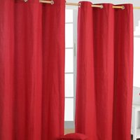 Gardinen mit Ösen unifarben rot im 2er Set, 228 x 137 cm - Rot - Homescapes von HOMESCAPES